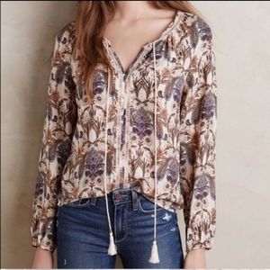 Meadow Rue by Anthropologie | Ivory Myrtle Peasant, L/S Paisley Floral B…